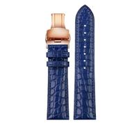 CKAKZTPTEV Bracelet en cuir ciré classique à changement rapide for hommes et femmes(A-Blue rose gold,17mm-Width)