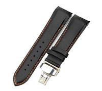 CKAKZTPTEV Bracelet en cuir ciré classique à changement rapide for hommes et femmes(Black orange-steel,24mm)