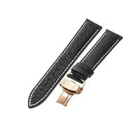 CKAKZTPTEV Bracelet en cuir ciré classique à changement rapide for hommes et femmes(Black White-Rose-B1,22mm)