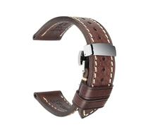 CKAKZTPTEV Bracelet en cuir ciré classique à changement rapide for hommes et femmes(DB Butterfly Clasp,26mm)