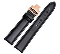 CKAKZTPTEV Bracelets de montre en cuir vintage unisexes à dégagement rapide(Black 1 rose gold,19mm)