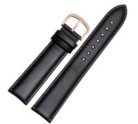 CKAKZTPTEV Bracelets de montre en cuir vintage unisexes à dégagement rapide(Black rose gold,19mm)