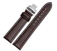 CKAKZTPTEV Bracelets de montre en cuir vintage unisexes à dégagement rapide(Brown 3 silver,14mm)