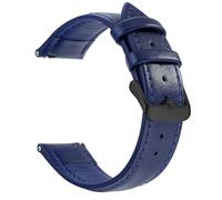 CKAKZTPTEV Genuine Leather Strap With Stainless Steel Buckle Quick Strap Change(Blue Black,22mm)