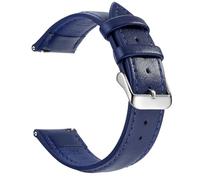CKAKZTPTEV Genuine Leather Strap With Stainless Steel Buckle Quick Strap Change(Blue Silver,18mm)