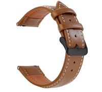 CKAKZTPTEV Genuine Leather Strap With Stainless Steel Buckle Quick Strap Change(Brown White Black,18mm)