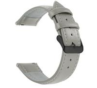 CKAKZTPTEV Genuine Leather Strap With Stainless Steel Buckle Quick Strap Change(Gray Black,22mm)