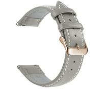 CKAKZTPTEV Genuine Leather Strap With Stainless Steel Buckle Quick Strap Change(Gray White Rose Gold,20mm)