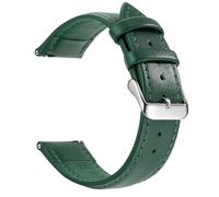 CKAKZTPTEV Genuine Leather Strap With Stainless Steel Buckle Quick Strap Change(Green Silver,20mm)