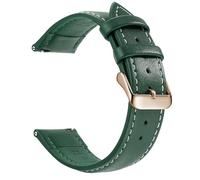 CKAKZTPTEV Genuine Leather Strap With Stainless Steel Buckle Quick Strap Change(Green W Rose Gold,22mm)