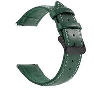 CKAKZTPTEV Genuine Leather Strap With Stainless Steel Buckle Quick Strap Change(Green White Black,22mm)