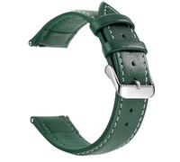 CKAKZTPTEV Genuine Leather Strap With Stainless Steel Buckle Quick Strap Change(Green White Silver,18mm)