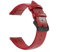 CKAKZTPTEV Genuine Leather Strap With Stainless Steel Buckle Quick Strap Change(Red Black,18mm)