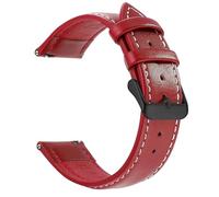 CKAKZTPTEV Genuine Leather Strap With Stainless Steel Buckle Quick Strap Change(Red White Black,18mm)