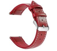 CKAKZTPTEV Genuine Leather Strap With Stainless Steel Buckle Quick Strap Change(Red White Silver,20mm)