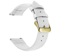 CKAKZTPTEV Genuine Leather Strap With Stainless Steel Buckle Quick Strap Change(White Gold,22mm)
