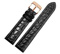 CKAKZTPTEV Leather Strap Replacement Strap Smart Watch Strap Unisex(A-black a-rose gold,23mm)