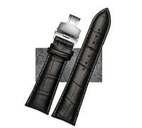 CKAKZTPTEV Quick Release Leather Watch Strap Replacement Bracelet Strap For Men And Women(Black silver B,22mm)