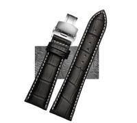 CKAKZTPTEV Quick Release Leather Watch Strap Replacement Bracelet Strap For Men And Women(Black white silver B,22mm)