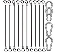 CKANDAY Lot de 10 attaches en acier inoxydable de 50 cm avec 4 mousquetons à ressort, câble en fil d'acier avec boucles, revêtement en vinyle, chaînes d'attache courtes, noires