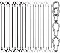 CKANDAY Lot de 20 attaches en acier inoxydable de 25 cm avec 4 mousquetons à ressort, câble en fil d'acier avec boucles, revêtement en vinyle, chaînes d'attache courtes, 2 couleurs