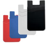 CKANDAY Lot de 4 Porte-Cartes de téléphone adhésifs en Silicone pour Carte d'identité, Carte de crédit, Portefeuille, Pochette pour téléphone Compatible avec Smartphones iPhone Android Samsung Galaxy