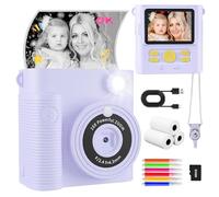 CKATE Appareil photo pour enfants à impression instantanée avec 2 obturateurs, carte SD HD 1080p 32 Go pour enfants, joli cadeau pour filles et garçons de 3 à 12 ans - Violet rêve