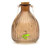 CKB LTD 1 grand piège à guêpes - Bouteille de miel en verre nervuré avec cintre en métal traditionnel attrayant à suspendre pour insectes, intérieur ou extérieur