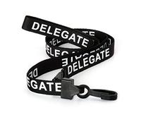 CKB Ltd® 100x Black Noir DELEGATE LANYARDS Breakaway Safety Lanyard Cordon Tour De Cou Pour Porte-Badges Avec Clip En Plastique