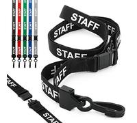 CKB LTD® 10x Black Noir STAFF LANYARDS Breakaway Cordon Lanyard courroie de cou Strap lanière Swivel Metal Clip For ID Card Holder - Avec clip sécuritaire et attache mousqueton