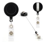 CKB Ltd 10x Noir Cordon Rétractable Carte ID Support De Badge Reels with Belt Clip Ring Pull Ski Yoyo Pass Holder Recoil