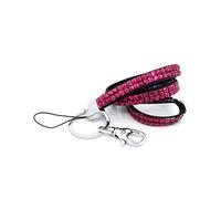 CKB LTD 1x Bling Carte ID Support De Badge Fuchsia Rose Acrylic Faux Diamant Rhinestone Style Cordon Lanyard Courroie de Cou Strap lanière Swivel Metal Clip
