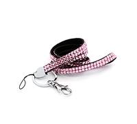 CKB Ltd 1x Bling Carte ID Support De Badge Rose Acrylic Faux Diamant Rhinestone Style Cordon Lanyard courroie de cou Strap lanière Swivel Metal Clip