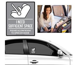 CKB Ltd® Autocollant en vinyle pour siège auto bébé - Avis d'avertissement indiquant la nécessité d'un espace suffisant pour ouvrir une portière de voiture - Adhésif latéral qui adhère à la fenêtre -