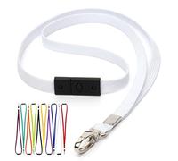 CKB LTD Blanc Cordons Tour de Cou Lanière Breakaway anti-étouffement - Gâchette pivotant Clip en metal tubulaire 10mm Lanyards pour Porte Badge Lot de 50 Pièces