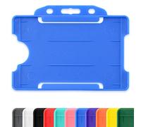 CKB LTD Bleu Lot de 100 porte-badges en plastique rigide à glisser sur une face ouverte pour carte d'identité badge horizontal ou paysage, peut contenir une carte de crédit CR80 86 mm 54 mm