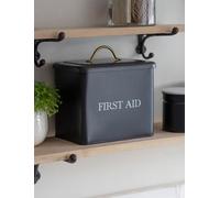 CKB LTD Boîte de premiers secours en métal - Kit médical avec séparateurs, plateau de rangement amovible, organiseur à 2 niveaux - Noir carbone fabriqué en acier revêtu de poudre 25 x 24 x 19 cm