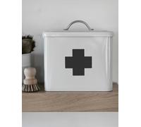 CKB LTD Boîte de premiers secours en métal - Kit médical avec séparateurs, plateau de rangement amovible, organiseur à 2 niveaux - Fabriquée en acier avec revêtement en poudre blanc craie 25 x 24 x 19