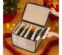 CKB LTD Boîte de rangement cube avec inserts pour guirlandes de Noël, boules de Noël, guirlandes lumineuses, décorations de Noël et décorations de loft 32 x 25 cm, noir, givré