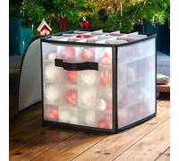 CKB LTD - Boîte de rangement pliable pour boules de Noël avec séparateurs, contenant jusqu'à 64 boules, pour décorations de Noël, 30 x 30 cm (transparent)