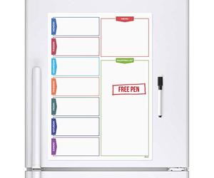 CKB Ltd® COLOUR SHOPPING Magnetic Fridge Board Tableau Frigo Mémo Magnétique Conseil Réfrigérateur Magnétique avec un marqueur Conseil White & Pen - Mémo Drywipe Magnet Tableau blanc Cuisine Notice Board Grande Liste de courses