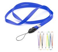 CKB LTD Cordon Lanyard courroie de cou Strap lanière For Carte ID Support De Badge Card/Mobile Phone USB Gym Key Access Pass Holder Loop Clips (Bleu, 10 pièces)