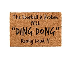CKB LTD® Door Bell Broken - Yell Nouveauté Doormat Unique Paillasson Coco Naturel - Tapis D'entrée en Coco CASA en Couleur Nature Fabriqué avec Un PVC Support Non-dérapant - Intérieur/Extérieur