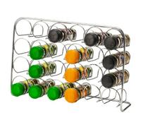 CKB LTD Étagère à Épices & Bocaux - Rangement et Organisation de Cuisine Maison Autoportante Murale - pour 24 Jars Bouteilles Flacons - Porte-épices Chromé De Stockage Support Organisateur - Métal