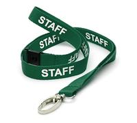CKB LTD Green Staff LANYARDS Lot de 10 cordons tour de cou pivotants en métal pour porte-carte d'identité - Design à dégagement rapide