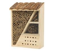 CKB LTD Hôtel rectangulaire en bois naturel pour abeilles, coccinelles, abri extérieur en bois, nid de jardin, maison, habitat extérieur - Taille M : 29 cm x 20 cm x 10 cm