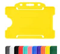 CKB LTD Jaune Lot de 100 porte-badges en plastique rigide à glisser sur une face ouverte pour carte d'identité badge horizontal ou paysage, peut contenir une carte de crédit CR80 86 mm 54 mm