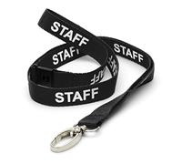 CKB LTD Lot de 10 cordons tour de cou avec clip en métal pivotant pour porte-carte d'identité - Design à libération rapide - Noir