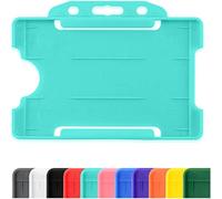 CKB LTD Lot de 10 Porte-badges en plastique rigide à glisser sur une face ouverte pour carte d'identité badge horizontal ou paysage, peut contenir une carte de crédit CR80 86 mm 54 mm Turquoise