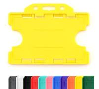 CKB LTD Lot de 100 porte-badges double face rigides en Plastique coulissants à face ouverte Format horizontal ou paysage - Pour 2 deux d'identité cartes de 86 x 54 mm crédit CR80 Jaune